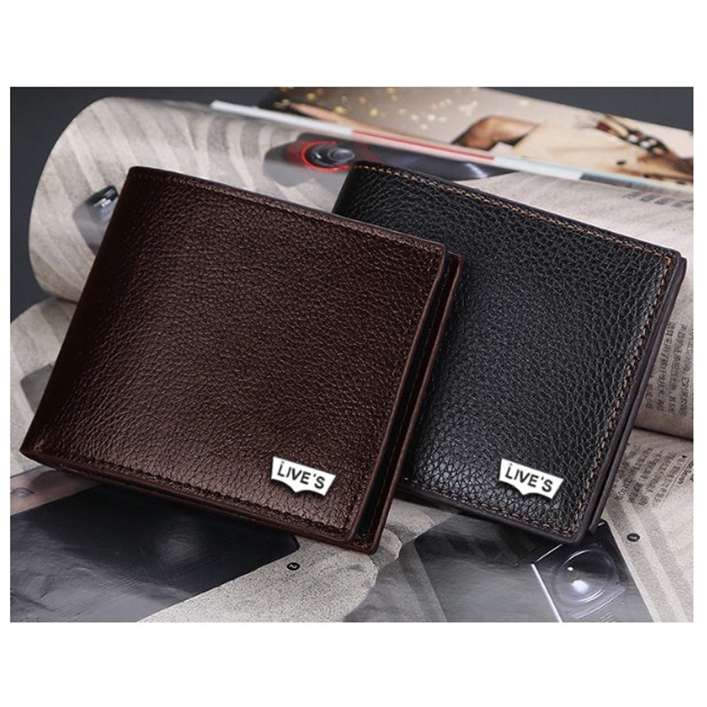 SHOPEE 9.9 SUPER SALE!! Dompet Lev-500 Dompet Kulit Lipat Dua Dompet hangout Trendy Dompet Pria Murah Berkualitas Men Wallet + Bonus Box