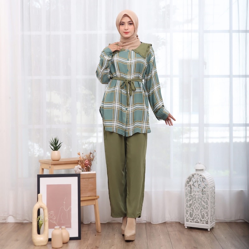 SETCEL RAYON SOMI STELAN ONE SET MOTIF JUMBO XXL BIGSIZE KANCING BUMIL RAYON DIAMOND ADEM HALUS