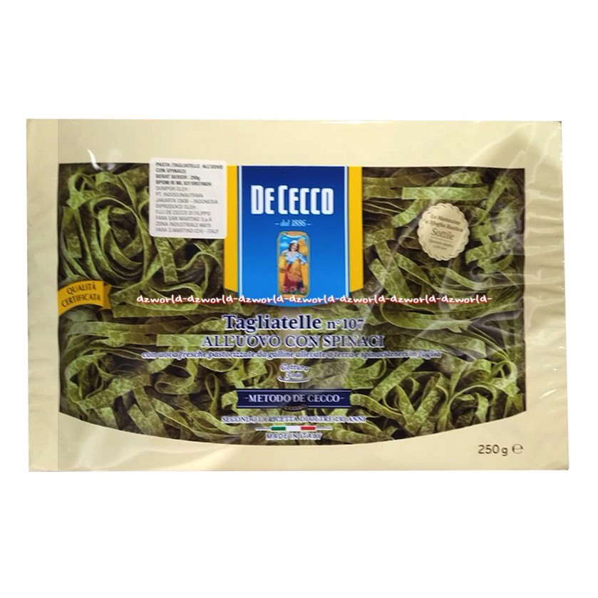 De Cecco Tagliatelle No 107 250gr All'uovo Con Spinaci Mie Pasta Mengandung Bayam Mi Pasta Instan Dececco Dececo