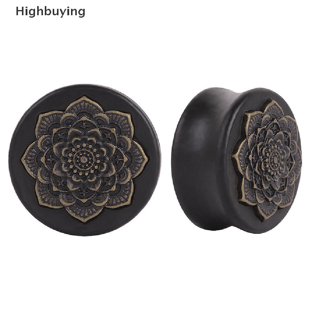 Hbid Ear Plug Pembesar Lubang Tindik Telinga Bahan Kayu Organik Motif Bunga Glory