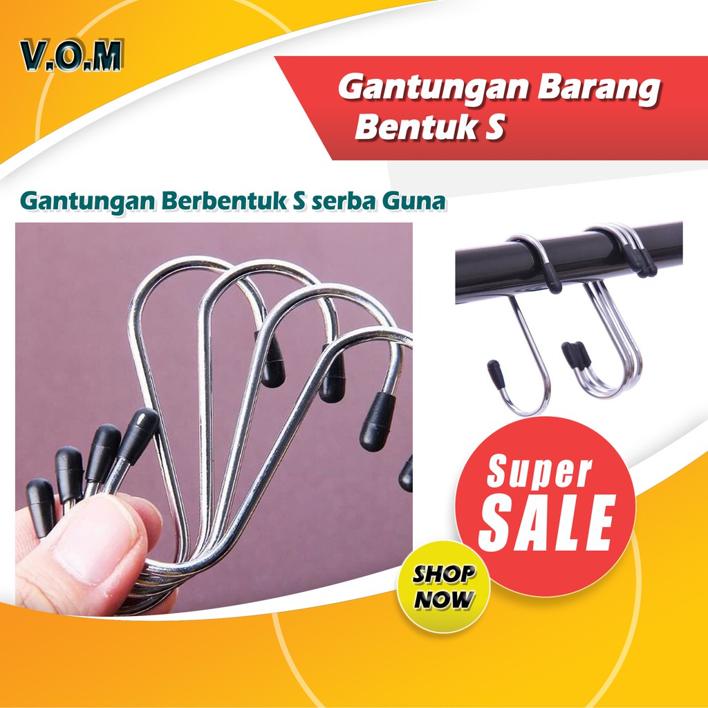 VOM Gantungan Barang Bentuk S Hook Serbaguna ISI 4 PCS 0644