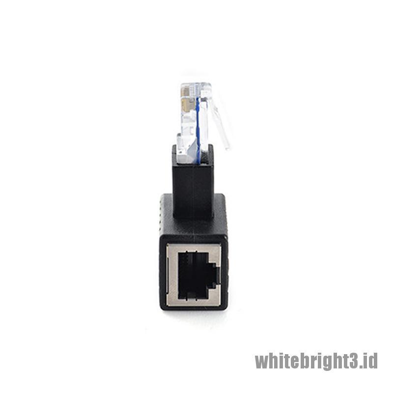 &lt; White3 &gt; Adapter RJ45 Male Ke Female Sudut Kanan / Kiri 90 Derajat 270 Derajat