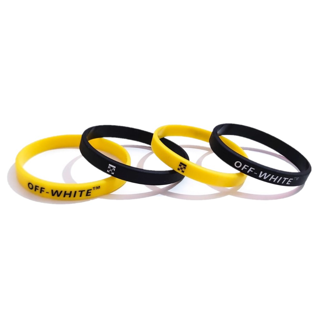 Gelang Pria Rubber - OFF WHITE - Aksesoris Fashion Hype [ Gratis Ongkir / Cod ]