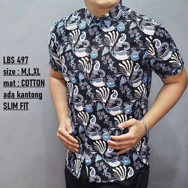 BAJU KEMEJA BATIK PRIA SLIM FIT LENGAN PENDEK LUIGI BATANI LBS 497