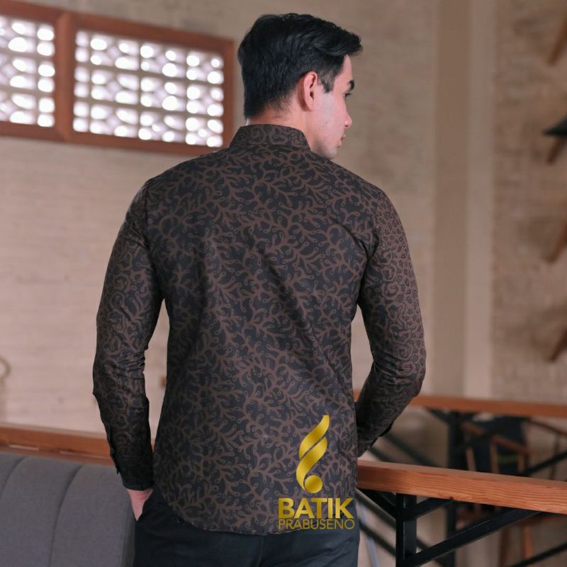 HARUBUWONO BATIK PRABUSENO SLIMFIT LENGAN PANJANG ORI KEMEJA PRIA BAJU PRIA BATIK SOLO