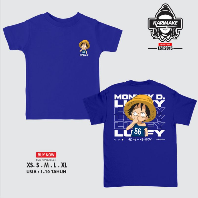 Kaos Baju Anak ONE PIECE MONKEY D LUFFY KIDS Kaos Anime - Karimake - V1 - HITAM, XS