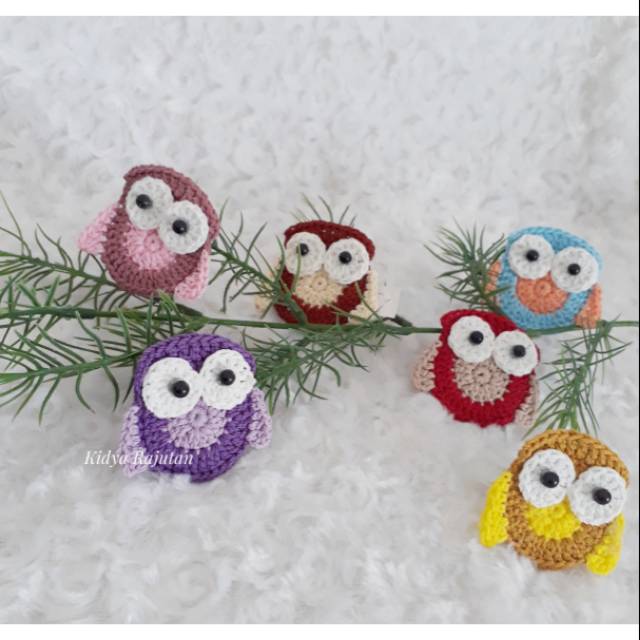 bros rajut owl / bros burung hantu / bros rajutan / bros rajut