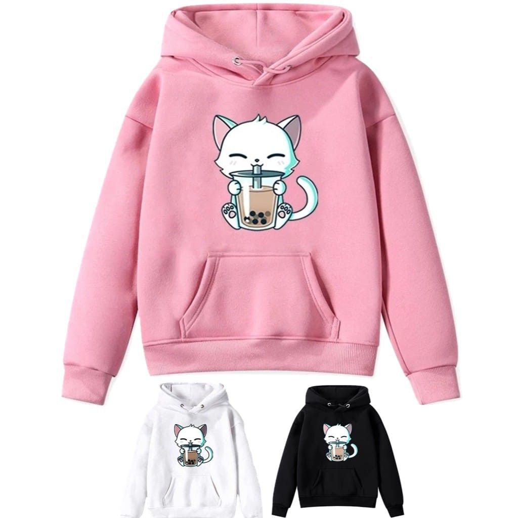 Jaket Hoodie Sweater Anak Laki Laki Dan Perempuan Cat Boba Unisex