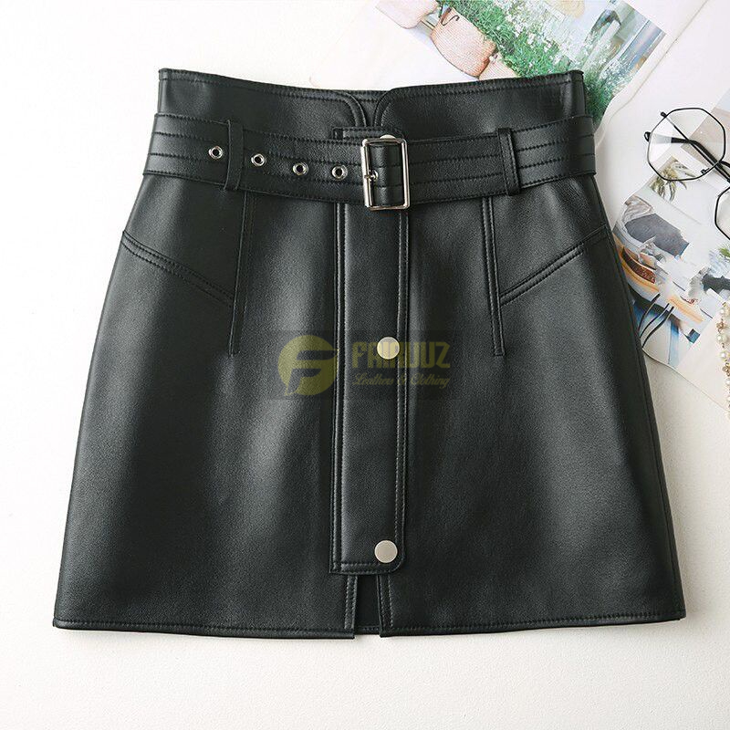 Leather Skirt Smart Casual Rok Kulit Rok Mini Wanita Kekinian Model Aline Slimfit Rok Korea Sexy Bla