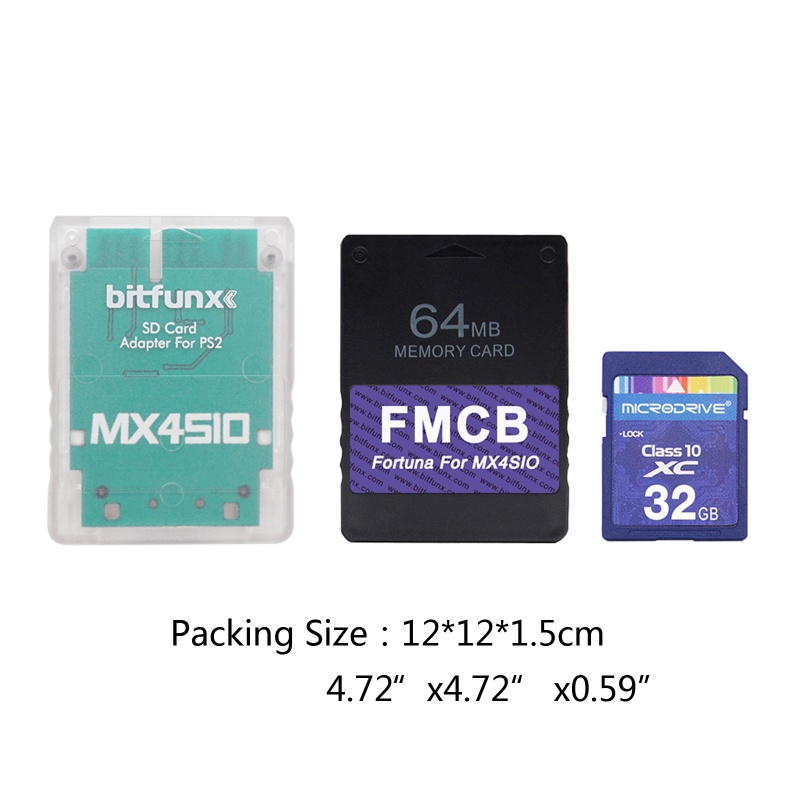 Vivi MX4SIO SIO2SD SD / TF Card Adapter + Fortuna 64MB FMCB Untuk Konsol Ps2S Slim