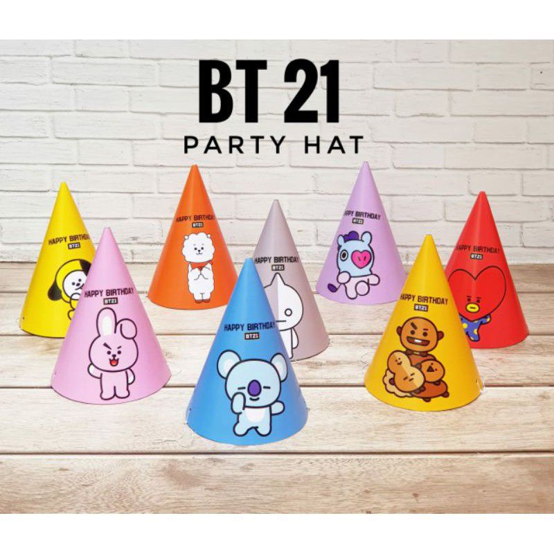 [READY] PART HAT BT21 | CAKE TOPPER BT21 | BIRTHDAY PARTY | DEKORASI ULANG TAHUN BT21 | BAHAN BAHAN 