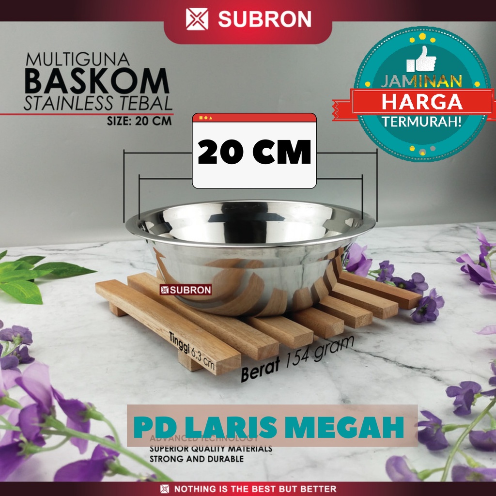 SUBRON Baskom Stainless 20 Cm/  Baskom Stainless Steel  / Baskom Kecil 20 Cm