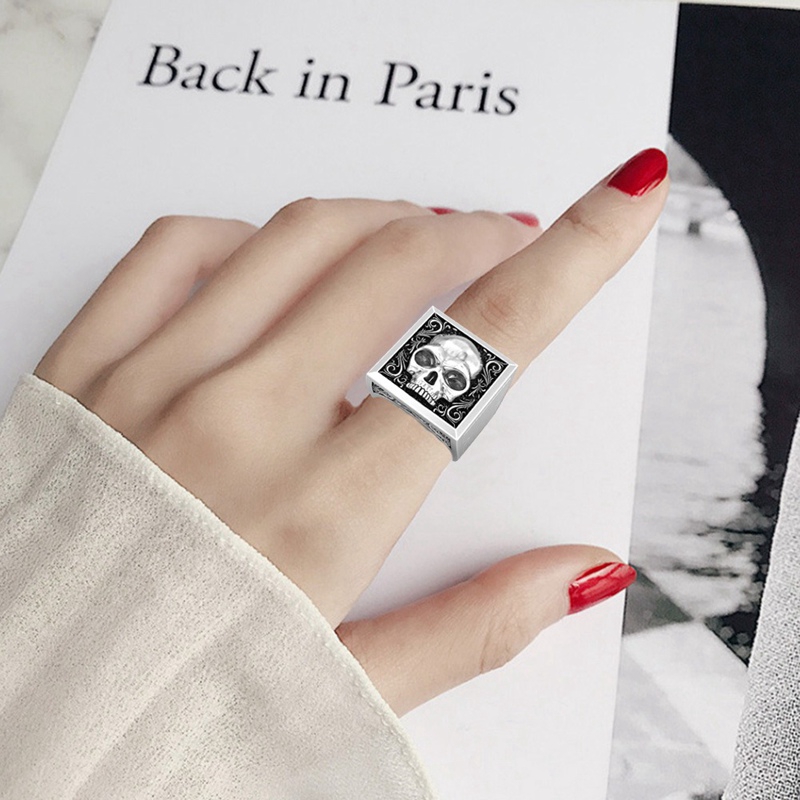 Hip Hop Lion Skull Secret Compartment Ring Two Tone 925 Sterling Silver &amp; 18K Gold Rings Kingdom Lionking Cinerary Casket Memorial Souvenir Coffin Birthday Anniversary Gift Ring