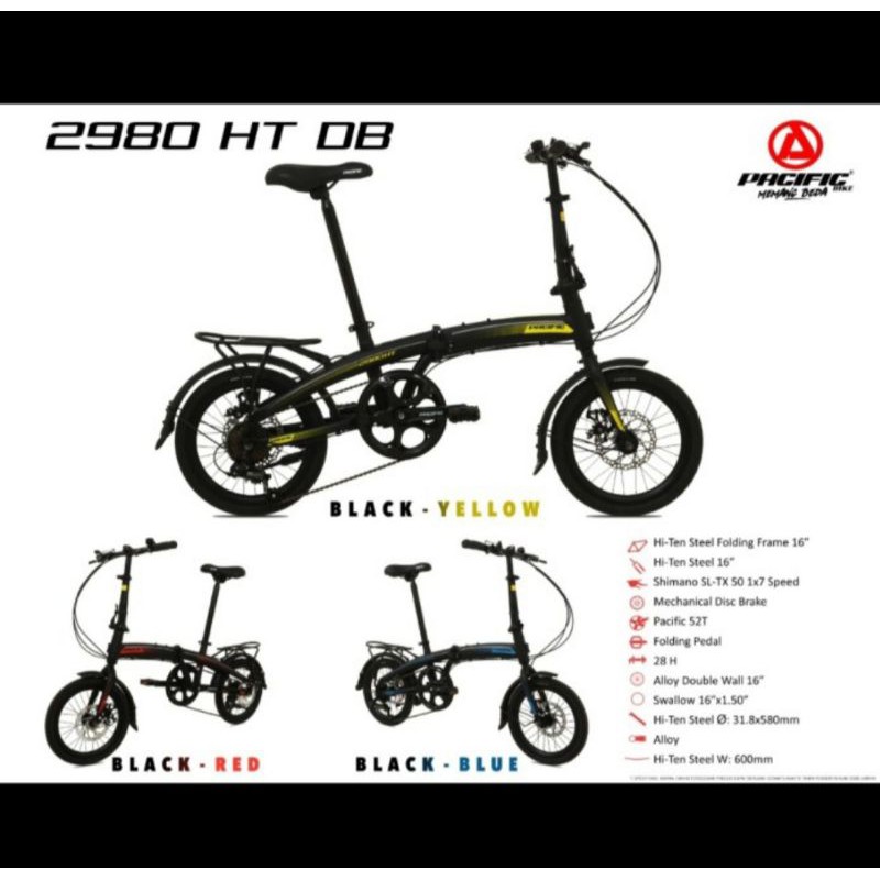 Sepeda Lipat 16" Pacific 2980 ht DB 7dpeed
