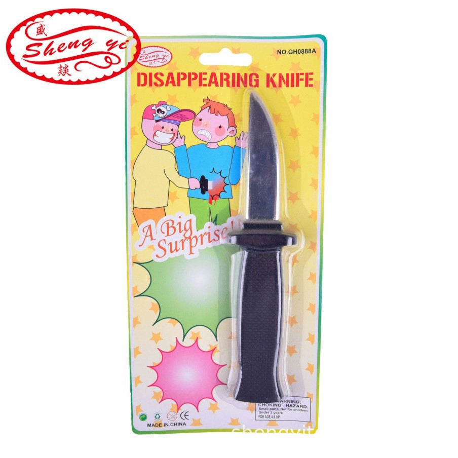 DIKN disappearing knife pisau plastik palsu masuk mainan prank toy