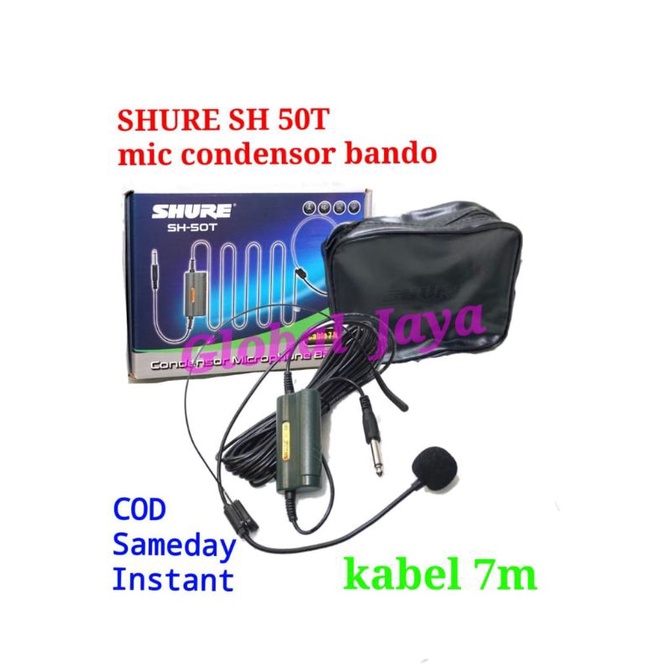 mic bando shure sh50T mic condensor shure sh 50t +kabel 7m shure condensor microphone mic imam mic headset free pouch