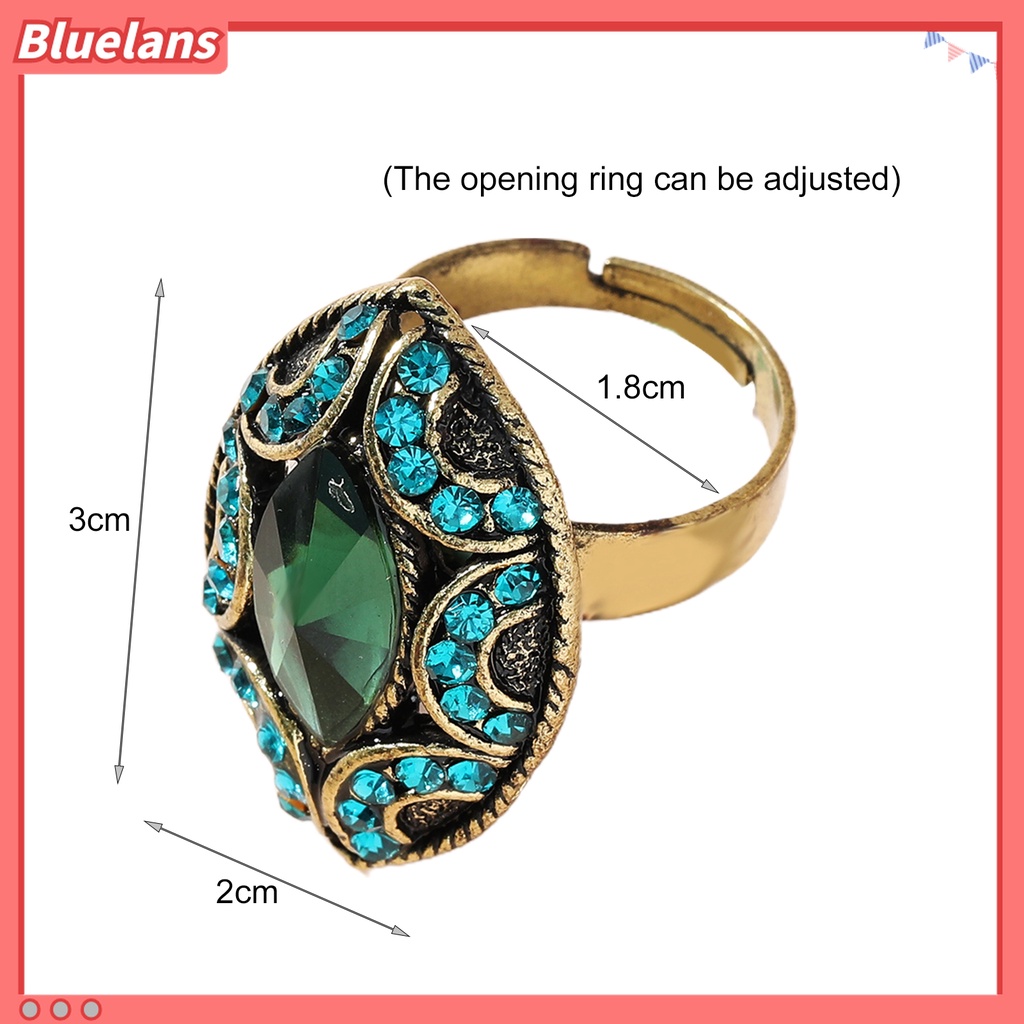 Cincin Berlian Imitasi Bentuk Oval Bahan Alloy Untuk Wanita