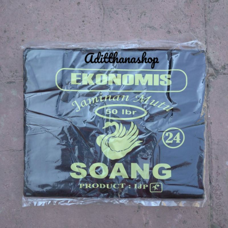 Plastik Kresek Ekonomis Soang ukuran 24 Hitam 24x40 cm Loco Coco Murah