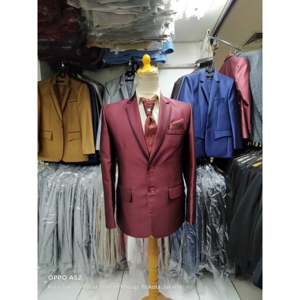 setelan jas merah maruun jas pengantin jas nikah jas slimfit jas wedding jas pesta jas akad jas pria