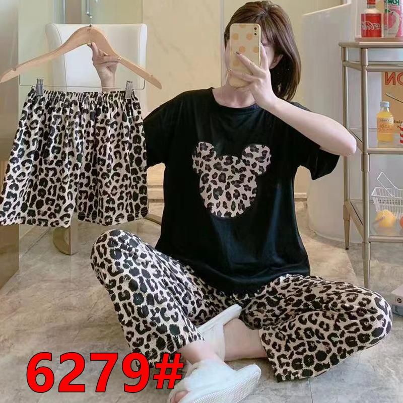 AJW Shop Piyama 3 in 1 | Piyama Lengan Pendek | Baju Tidur Impor | Baju Tidur 3in1-Mick Tutul