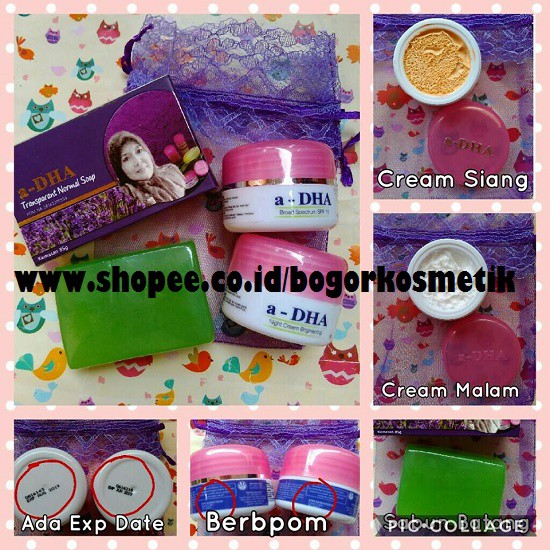 PAKET CREAM ADHA BPOM EKONOMIS ORIGINAL PT KEMBANG HATI / PEMUTIH WAJAH / PENCERAH WAJAH