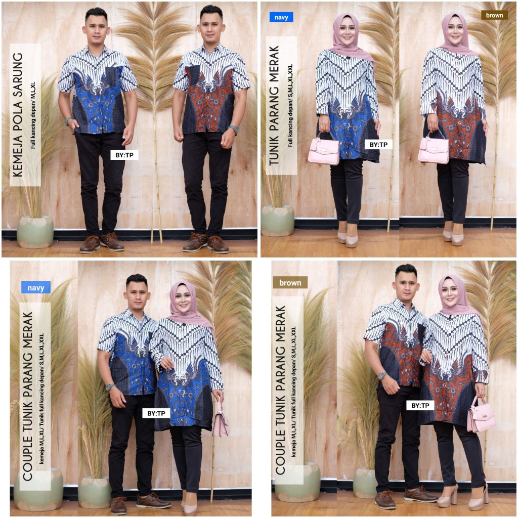 aneka batik Couple Tunik Batik Parang Merak / sarimbit batik / batik solo / batik murah / ootd batik
