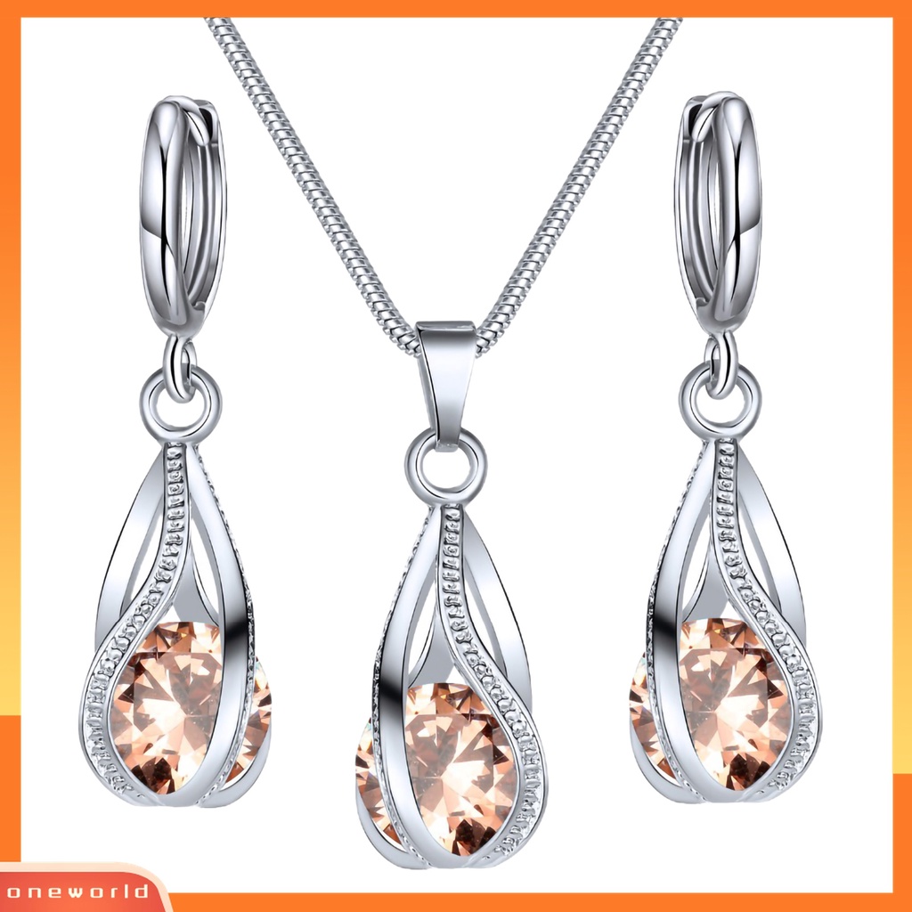 3pcs / Set Kalung Anting Kristal Tiruan Untuk Hadiah Wanita