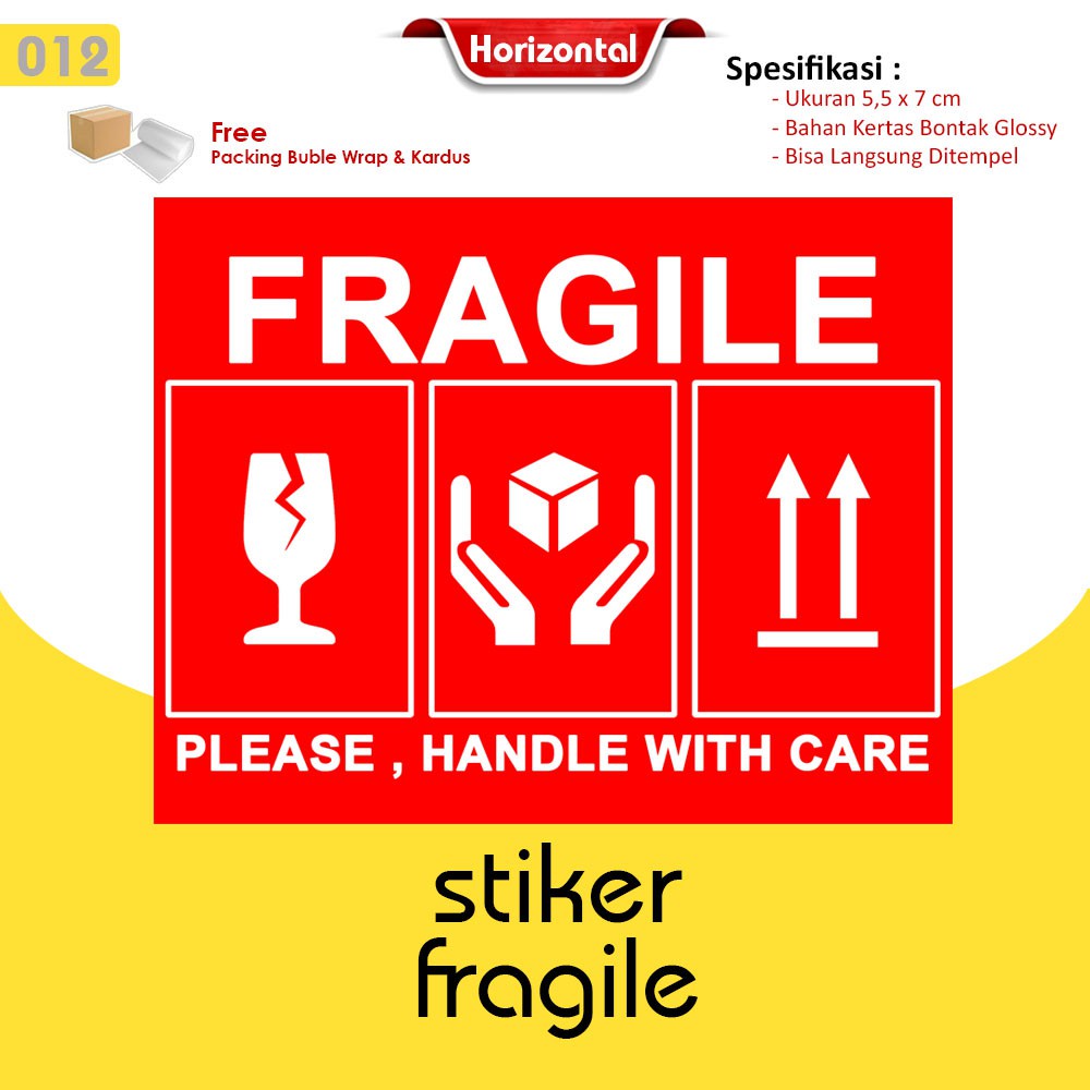 Stiker Fragile / Stiker Pecah Belah / Stiker Pengiriman Olshop / Stiker Unboxing Horizontal-012