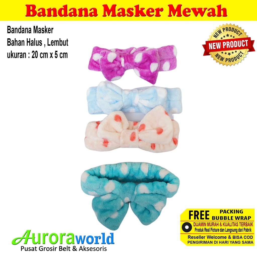 AURORAWORLD Headband shower/bandana mandi/bandana make up/bandana masker pita bermotif bahan Halus