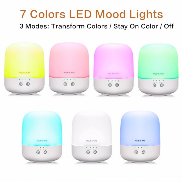 H19 Wooden Humidifier Aroma Diffuser 7 Color LED Light 300ml White