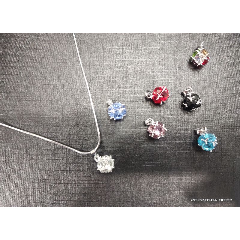 kalung rodium mata warna