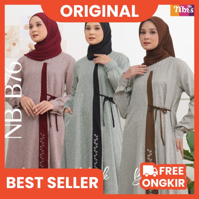 Gamis Nibras Terbaru  NB B76 Pakaian Muslim Wanita