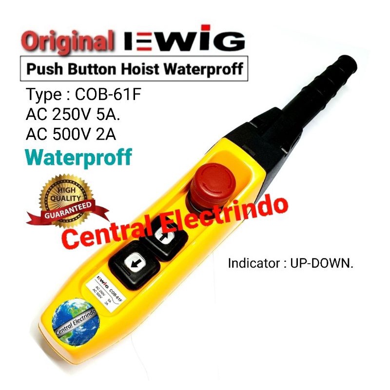 Push Button Hoist EWIG COB-61F + Emergency Stop New Model Waterproff.