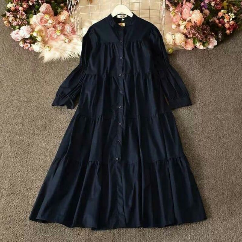 MAXI DRESS QIQI DRESS ZARA BASIC-Hitam