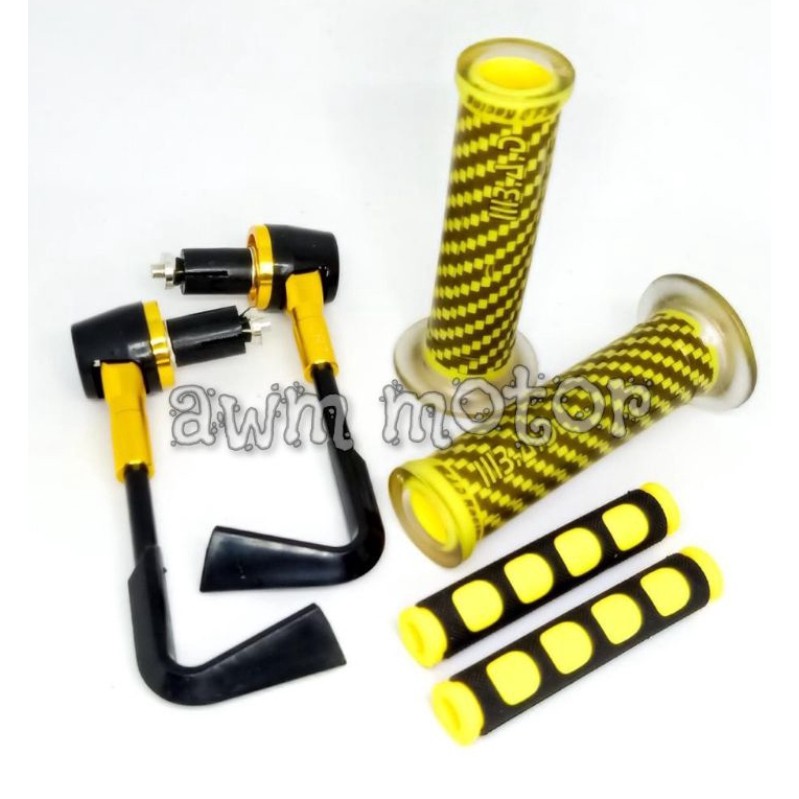 [PAKET STANG ACC] Proguard L Plus Handgrip BAD Carbon Dan Karet Handle Rem Universal Motor