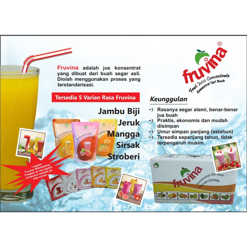 

FRUVINA JUS BUAH KONSENTRAT 1 PACK @ 10 SACHET 100 ML / FRUIT JUICE CONCENTRATE