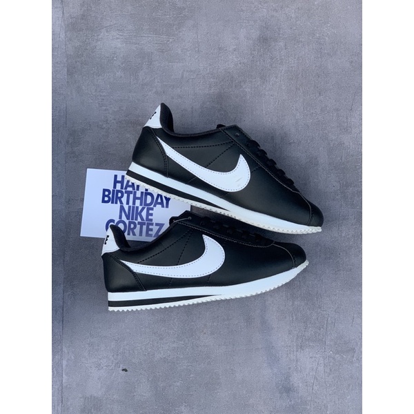 (Cod) SEPATU NIKE CORTEZ XLV BNIB MADE IN INDONESIA SEPATU SNEAKERS WANITA-Hitam putih