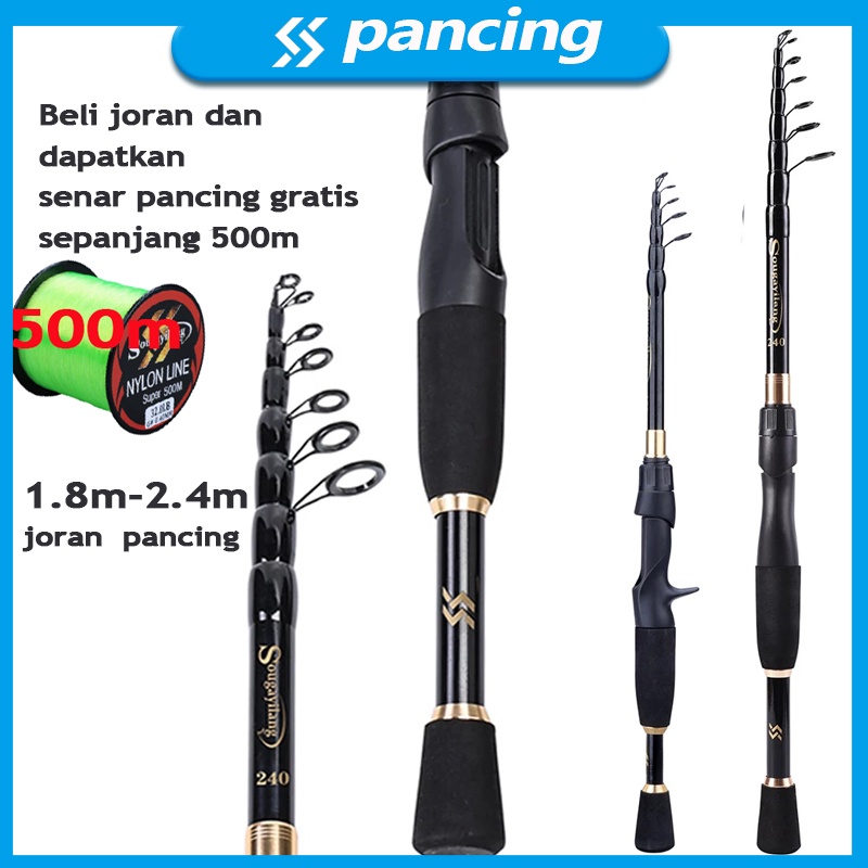 1.8-2.4m Telescopic Fishing Rod Ultralight Spinning/Casting Fishing Rod Carbon Fiber Fishing Tackle Joran Pancing