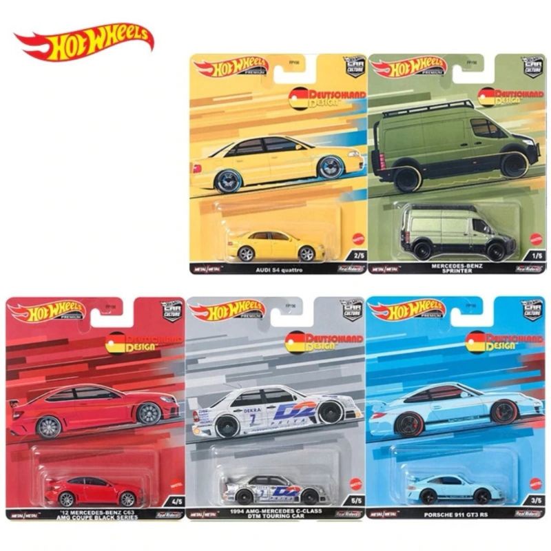 Hot Wheels DEUTSCHLAND DESIGN 2022 SET MERCEDES BENZ C CLASS DTM TOURING CAR AMG COUPE SPRINTER PORSCHE 911 GTR AUDI S4 QUATTRO