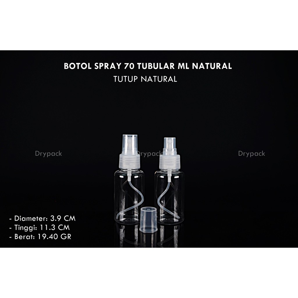 Botol Spray 70 ml Tubular Natural tutup Natural