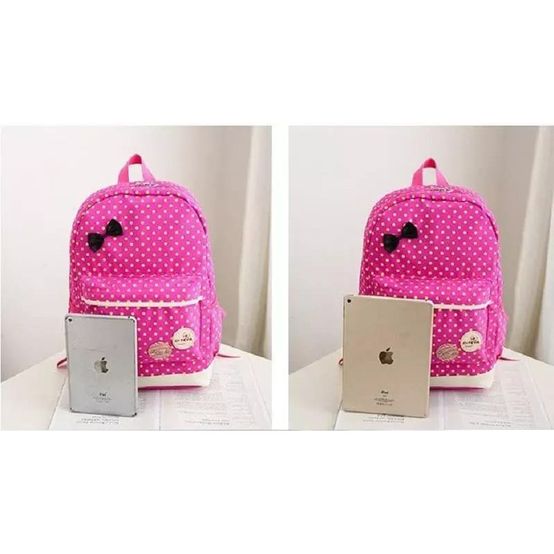 TAS RANSEL BERANAK SET 3IN1 MODEL PITA POLKA COCOK UNTUK SEKOLAH ANAK