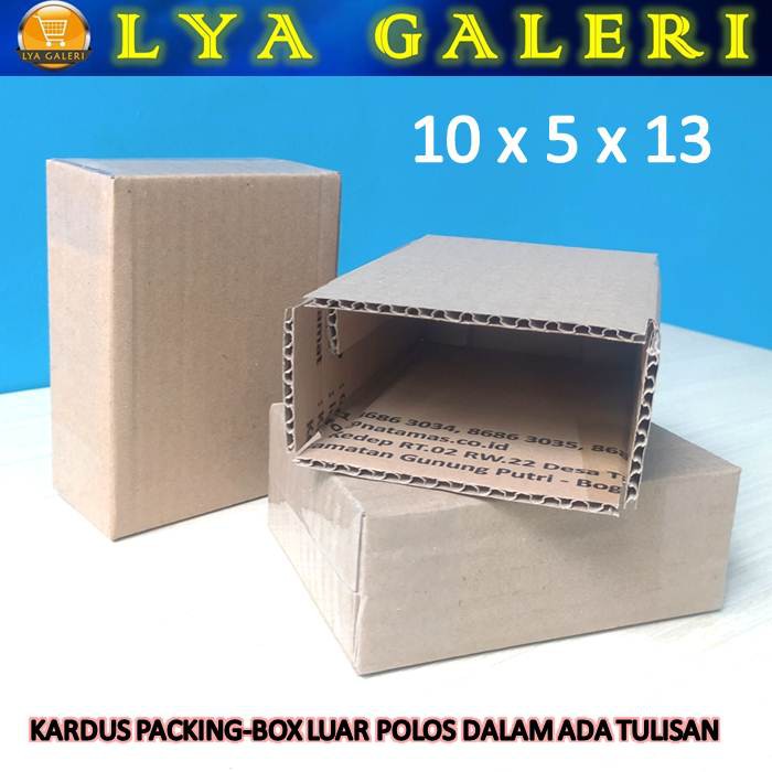 Karton Box Kardus Packing Uk.10x5x13 cm Luar Polos Dalam Ada Tulisan-1