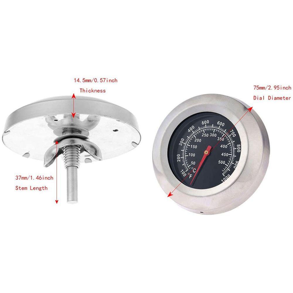 [Elegan] Termometer BBQ Stainless Steel Kaliber Ganda Alat Barbekyu Sensor Suhu Barbekyu Alat Masak Respon Cepat Pengukur Suhu