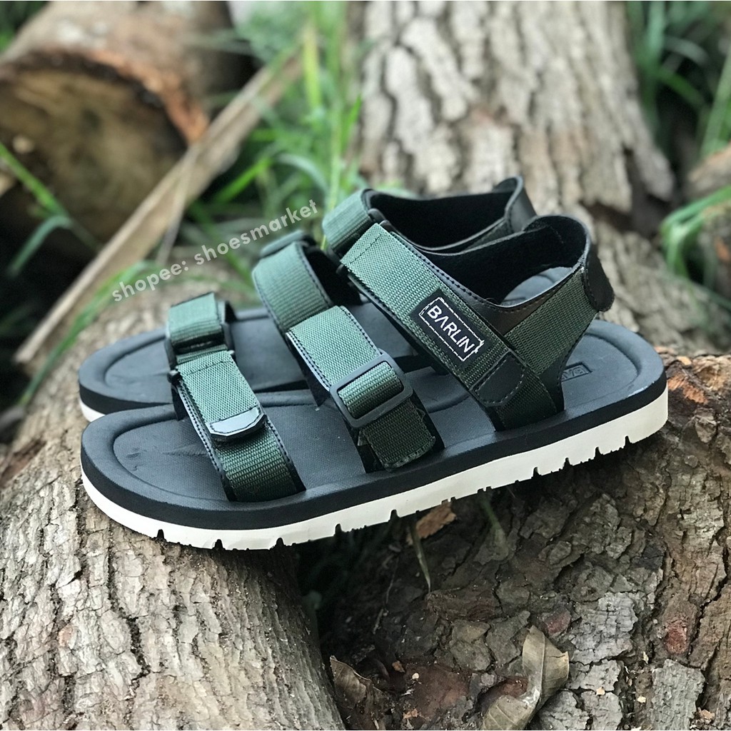 BISA BAYAR DITEMPAT (COD) SANDAL GUNUNG PRIA BLACK  HIJAU ARMY CASUAL SENDAL ORIGINAL BARLIN