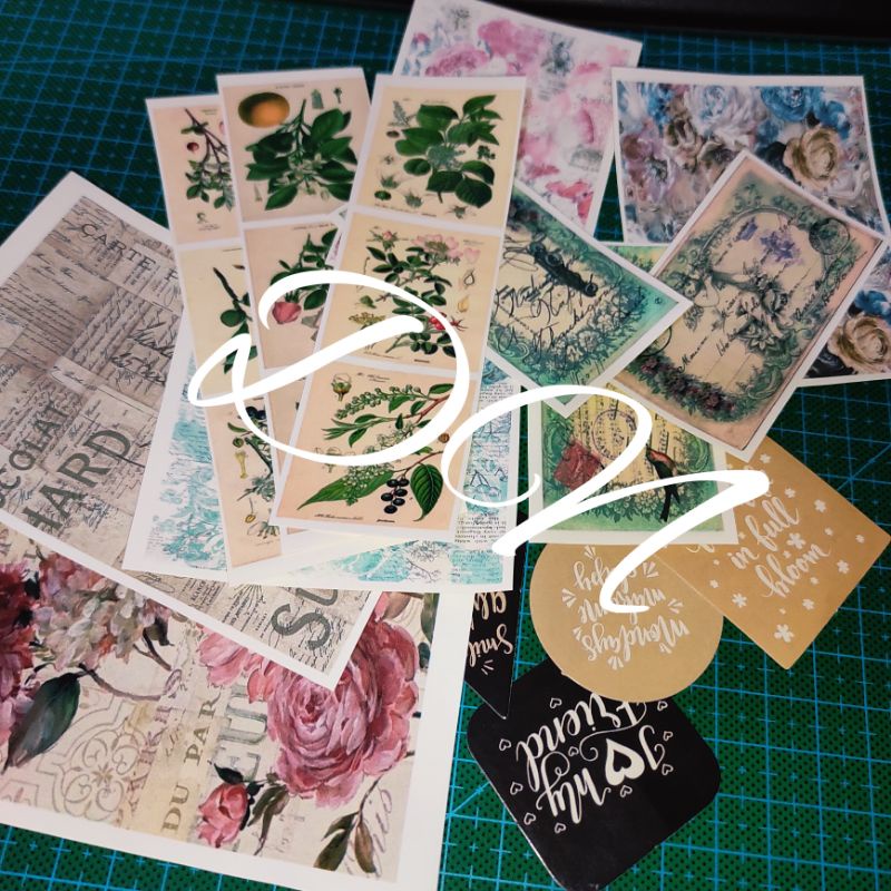 

isi 15 pcs stiker kertas kreasi vintage sticker jurnal aksesoris diary note