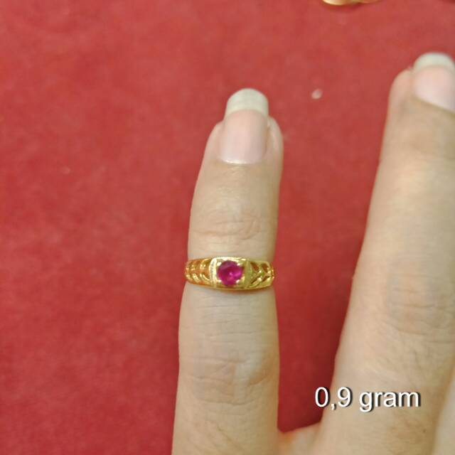 Cincin anak No 1 anak dan dewasa emas asli kadar 700 70% 22 1 satu g gr gram dora bo eka A merah rantai merica mata