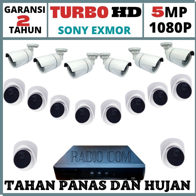 PROMO PAKET CCTV 16 CHANNEL 16 CAMERA LENSA 5MP 1080P TURBO HD IR SONY EXMOR  garansi 2thn