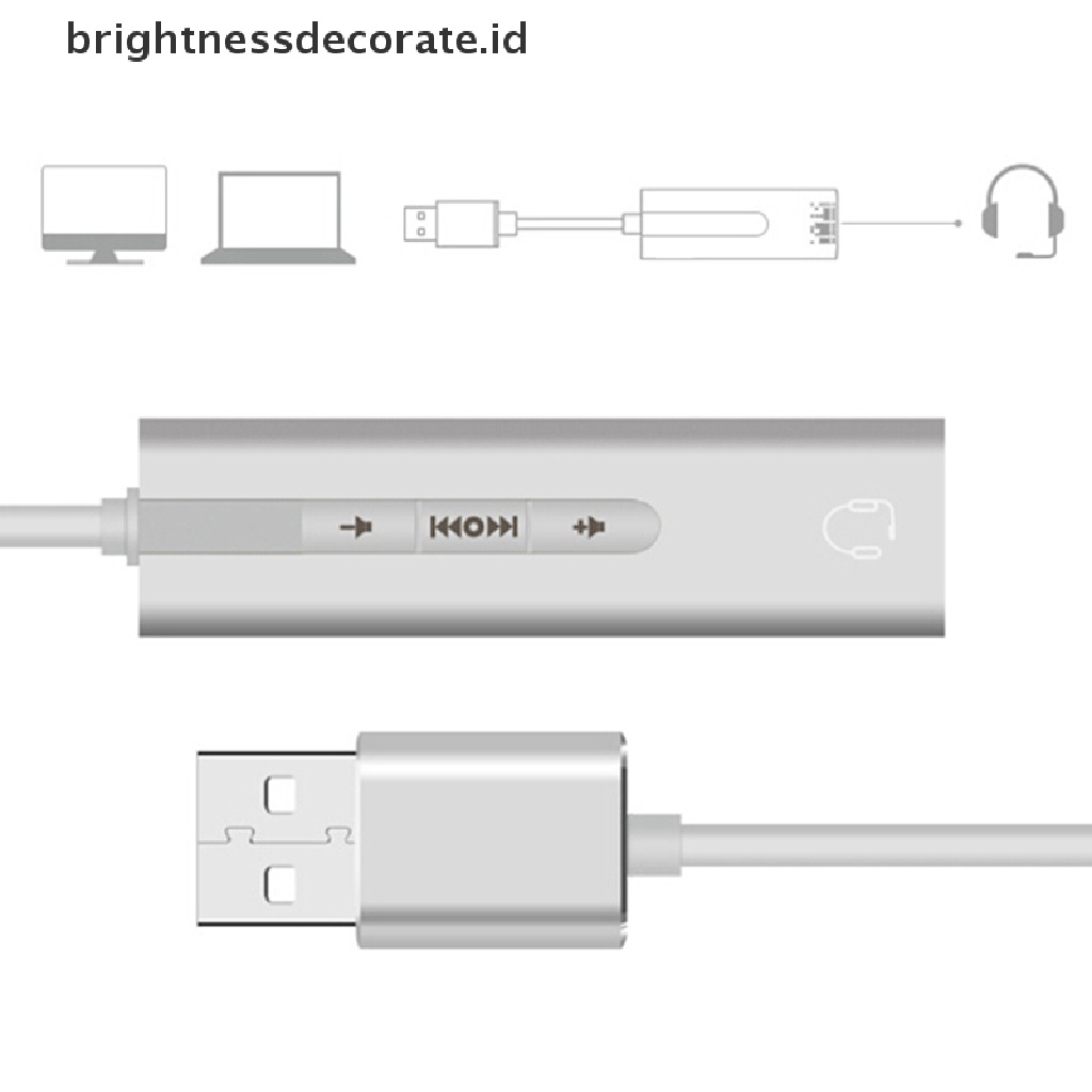 1pc Adapter Sound Card Eksternal Usb Ke Jack 3.5mm Stereo Untuk Headset