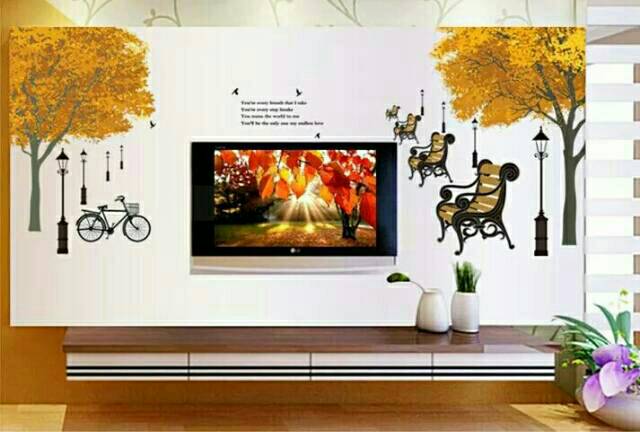 RELIZA WALL STICKER POHON GUGUR LAMPU TAMAN TREE AUTUMN STIKER DINDING DF5073