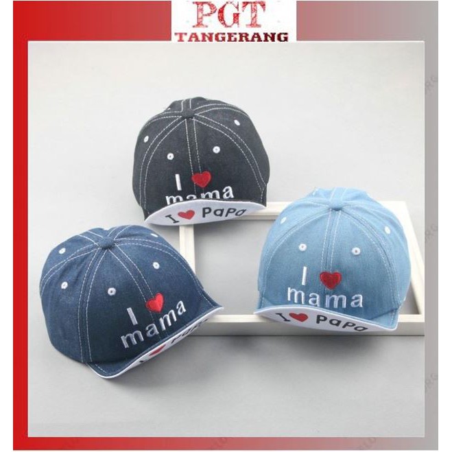 PGT - Topi Bayi I Love Papa I Love Mama Topi Anak